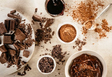 Chocolate en polvo, derretido y tableta, presentaciones para usar en recetas