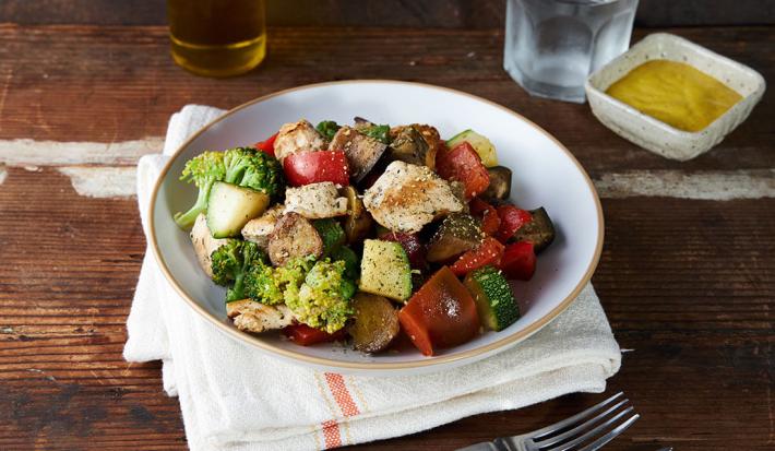 Verduras salteadas con pollo