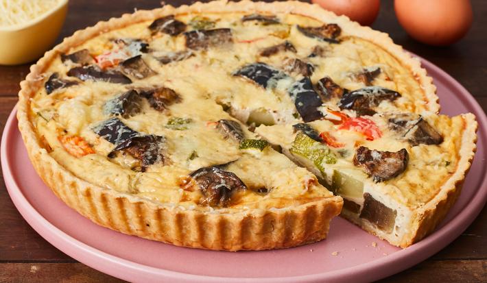 Quiche de zucchini, berenjena y pimiento