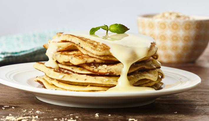 Pancakes con Chía y Avena Tostada